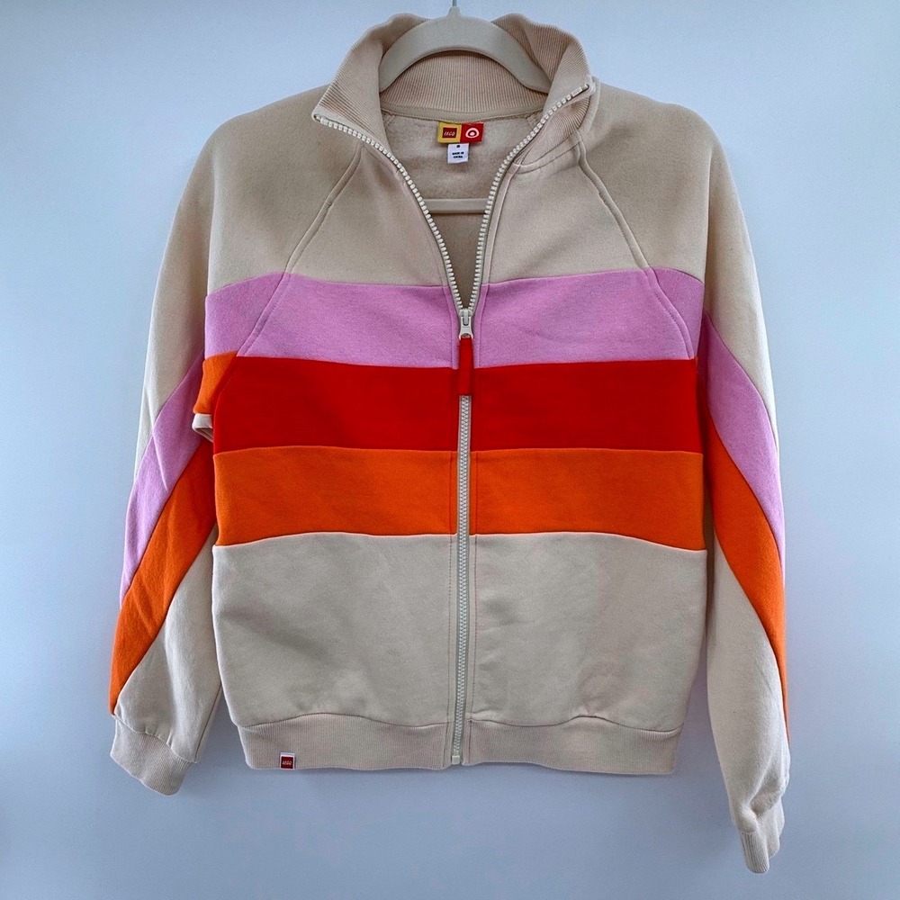 LEGO x‎ Target Full Zip Hoodie Fleece Jacket Colorblock Beige Small
